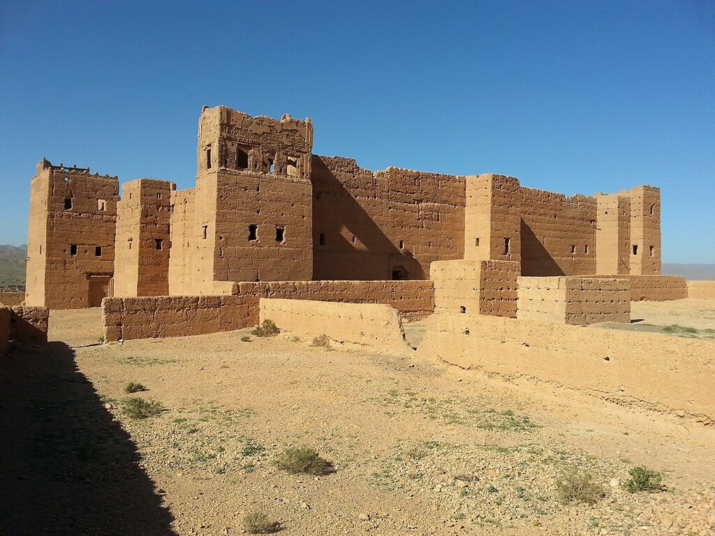 Historic view of the Kasbah de Tamnougalt in Morocco