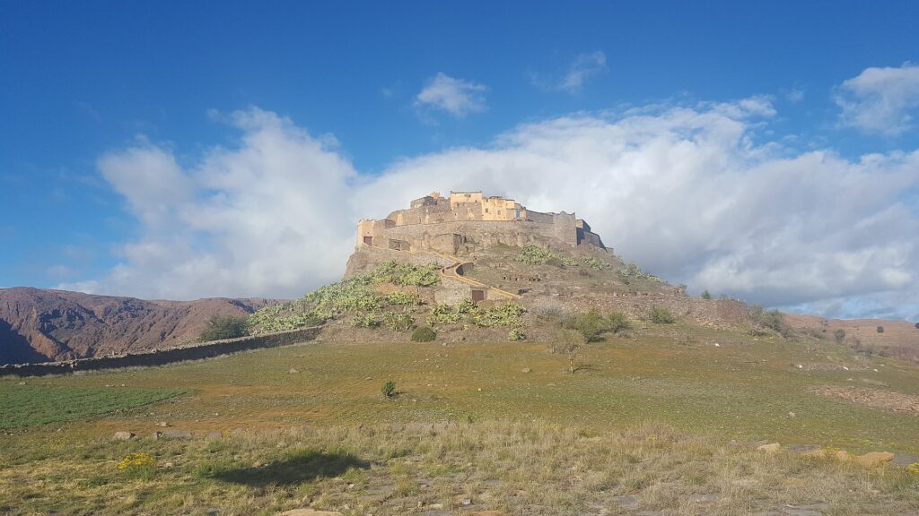 Panoramic view of the ancient Kasbah de Tizourgane in Morocco