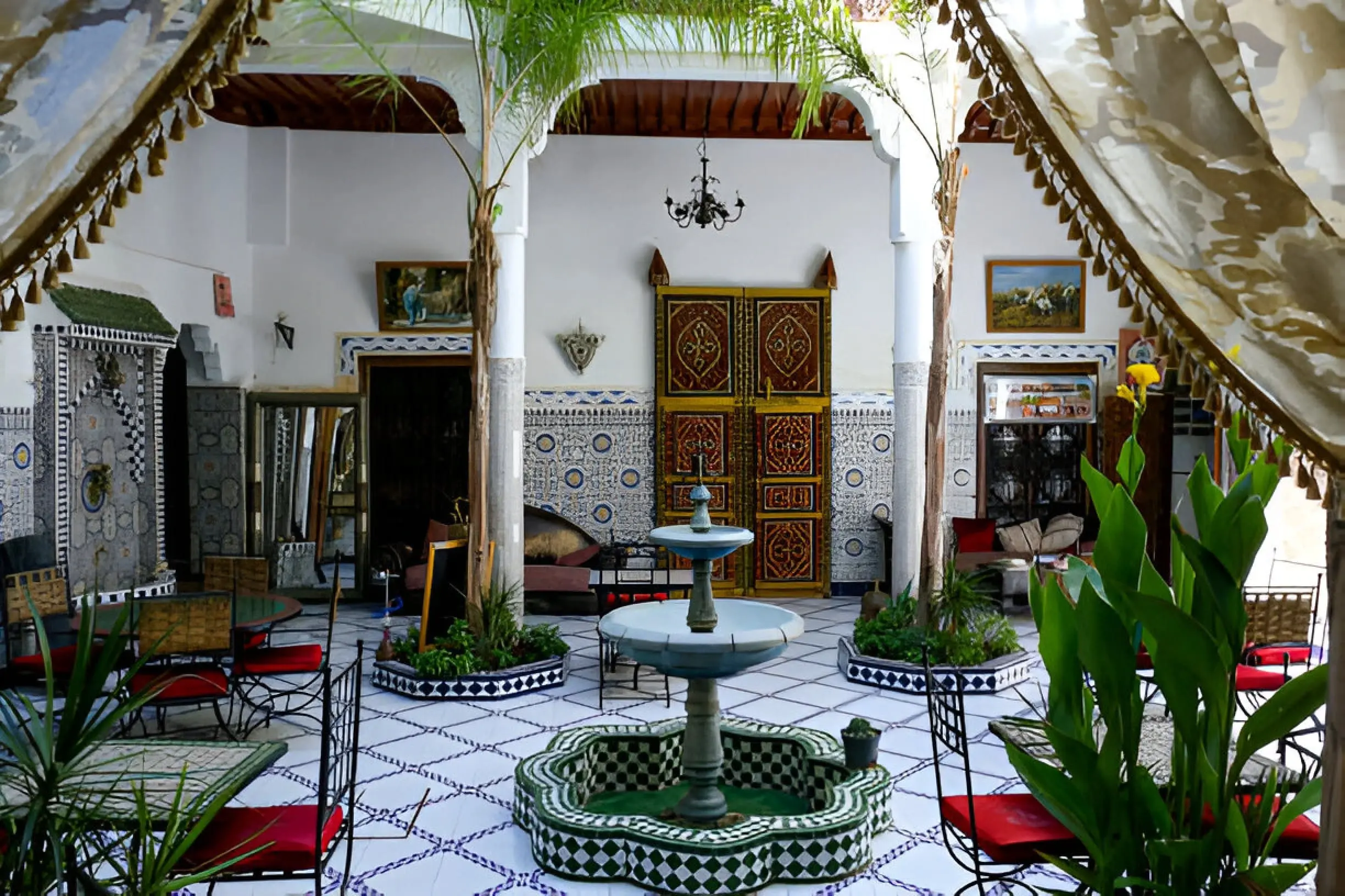 Riad Marrakech traditional architecture with central courtyard.